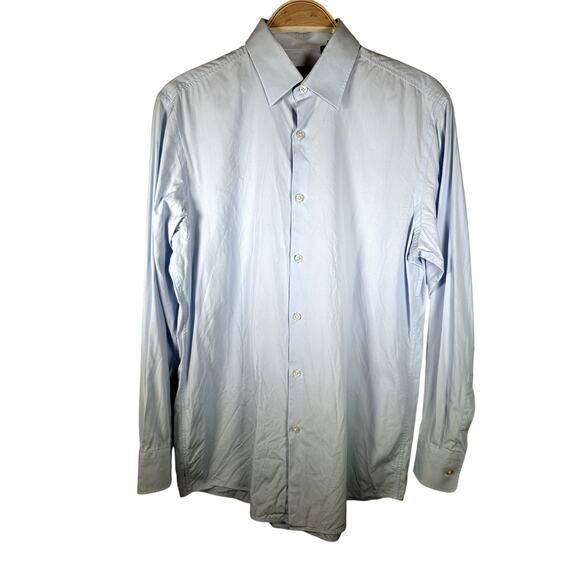 Hugo Boss Sharp Fit Men’s Dress Shirt 15.5 32/33 Baby Blue Long Sleeve Button-Up - Picture 1 of 11